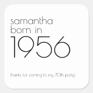 1956年生まれのミニマリスト70歳の誕生日パーティーの感謝 スクエアシール