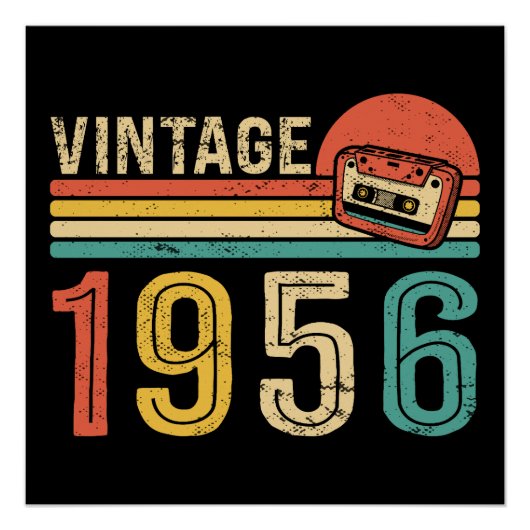 1956年生まれのレトロ誕生日ギフト 音楽カセットテープ ポスター (正面)