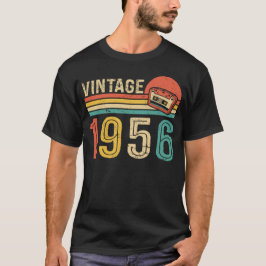 1956年生まれのレトロ誕生日ギフト 音楽カセットテープ Tシャツ