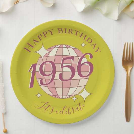 1956年生まれの70歳の誕生日パーティー飾り紙皿 ペーパープレート