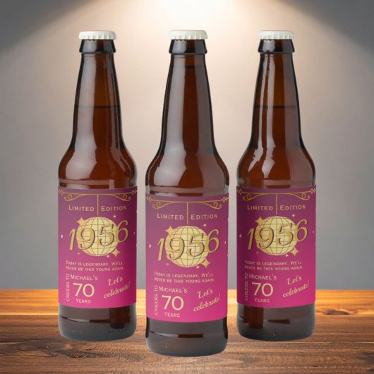 1956年生まれ 60歳誕生日パーティー ピンクビール ラベル