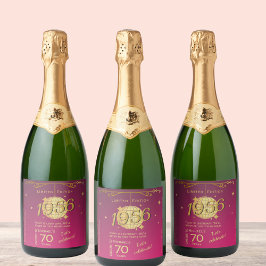 1956年生まれ 70歳の誕生日パーティーピンクビール スパークリングワインラベル