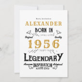 1956年生まれ 70歳誕生日 ホワイトゴールド レトロ ヴィンテージ 招待状 (正面)