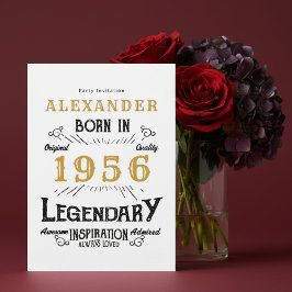 1956年生まれ 70歳誕生日 ホワイトゴールド レトロ ヴィンテージ 招待状