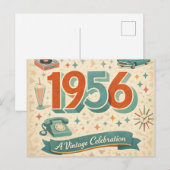 1956年誕生日カード 50年代レトロ限定版 ポストカード (正面/裏面)