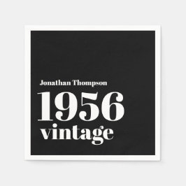 1956年 レトロ 名前 ブラック 70歳の誕生日パーティー スタンダードカクテルナプキン
