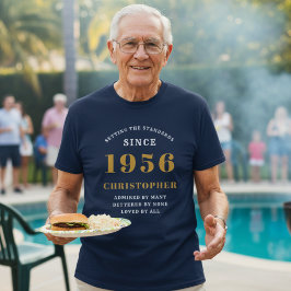 1956年 誕生 70歳 名前入り ブルー ゴールド Tシャツ