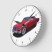 1956年 赤いクラシックカーの時計 ラウンド壁時計 (傾斜)