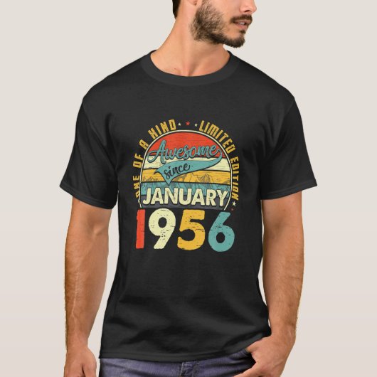 1956生まれ年1月66th誕生日ギフトレトロ66Y Tシャツ (正面)