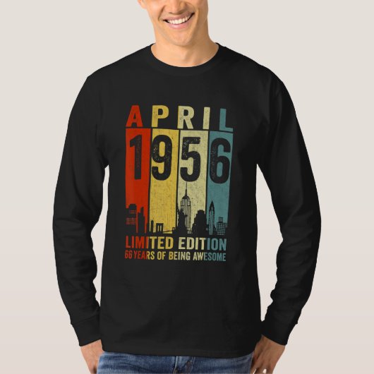 1956素晴らし年4月66日誕生日ヴィンテージRet Tシャツ (正面)