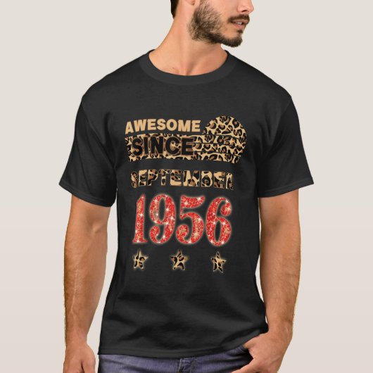 1956素晴らし年9月以来Leopard誕生日9月 Tシャツ (正面)