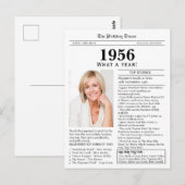 1956 新聞スタイルの誕生日カード ポストカード (正面/裏面)