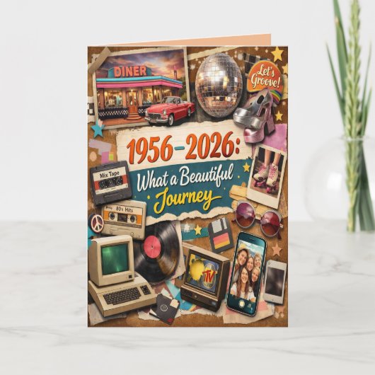 1956-2026 レトロ70歳の誕生日グリーティングカード シーズンカード (正面)