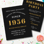 1956 Budget 70th Birthday Invitation Black Gold チラシ