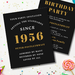 1956 Budget 70th Birthday Invitation Black Gold チラシ