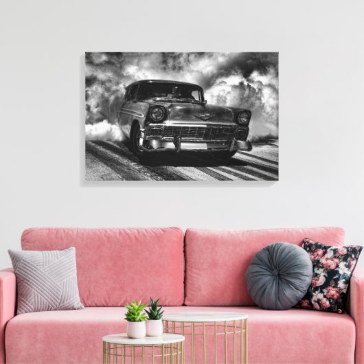 1956 Chevy Tri 5 Nomad Burn Out キャンバスプリント (インサイチュ (リビング))