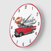 1957の赤のクラシック ラージ壁時計 (傾斜)