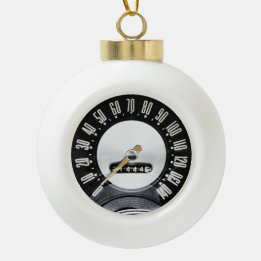 1957クラシックスポーツカー速度計 セラミックボールオーナメント (正面)