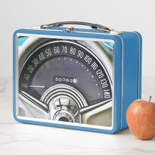 1957クラシックスポーツカー速度計 メタルランチボックス (インサイチュ)