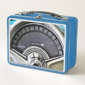 1957クラシックスポーツカー速度計 メタルランチボックス (正面)