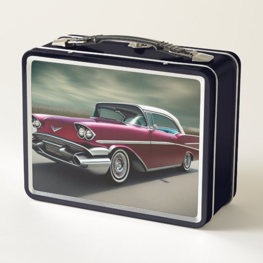 1957クラシック年の自動車メタルランチボックス メタルランチボックス (裏面)
