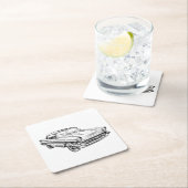 1957シェヴィーベルエアクラシックイラストレーション スクエアペーパーコースター (インサイチュ)