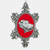 1957シェヴィーベルエアクラシックイラストレーション スノーフレークピューターオーナメント (左)