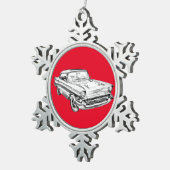 1957シェヴィーベルエアクラシックイラストレーション スノーフレークピューターオーナメント (右)