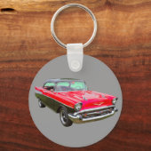 1957シボレーベルエアクラシックカー キーホルダー (正面)