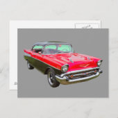 1957シボレーベルエアクラシックカー ポストカード (正面/裏面)