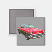 1957シボレーベルエアクラシックカー マグネット (正面/裏面)