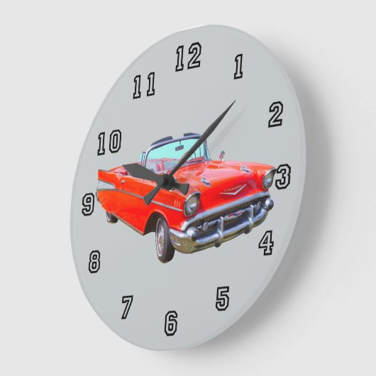 1957シボレーベルエアコンバーチブルアンティーク車 ラージ壁時計 (傾斜)