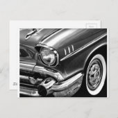 1957シボレーベルエアブラック&ホワイト ポストカード (正面/裏面)