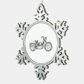 1957スポーツターモーターサイクルグリーンタンクとフェンダー スノーフレークピューターオーナメント (右)