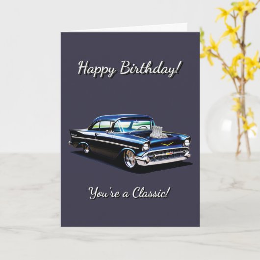 1957マッスルカー57あなたはクラシック誕生日 カード (黄色い花)
