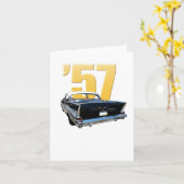 1957年のシボレーベルエア川の背面図のメッセージカード カード (黄色い花)