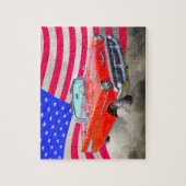 1957年のシボレーBel Airおよび米国の旗 ジグソーパズル (縦)