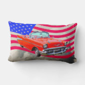1957年のシボレーBel Airおよび米国の旗 ランバークッション (裏面)