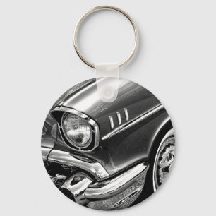 1957年のシボレーBel Airの黒及び白 キーホルダー