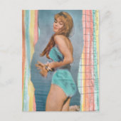 1957年のビーチの美しい女性のコラージュ ポストカード (正面)