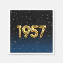 1957年の星空バースデーバルーン スタンダードカクテルナプキン