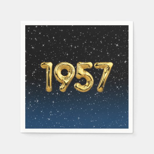1957年の星空バースデーバルーン スタンダードカクテルナプキン (正面)