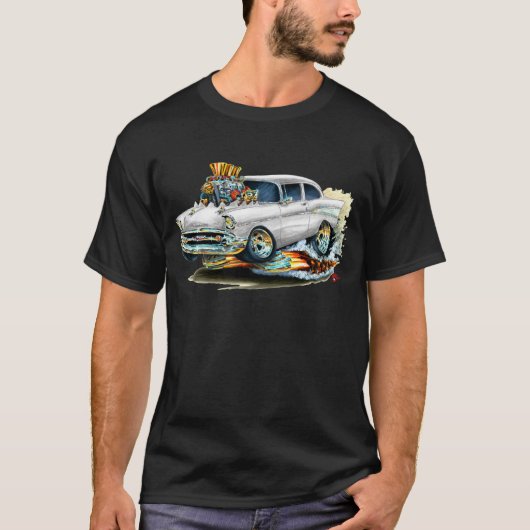 1957年のChevy 150-210の白い車 Tシャツ (正面)