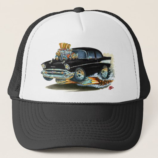 1957年のChevy 150-210の黒い車 キャップ (正面)