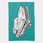 1957年のChevy Bel Airのイラストレーション キッチンタオル (縦)