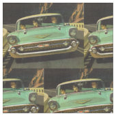 1957年のChevy Bel Airのプリント ファブリック (クローズアップ)