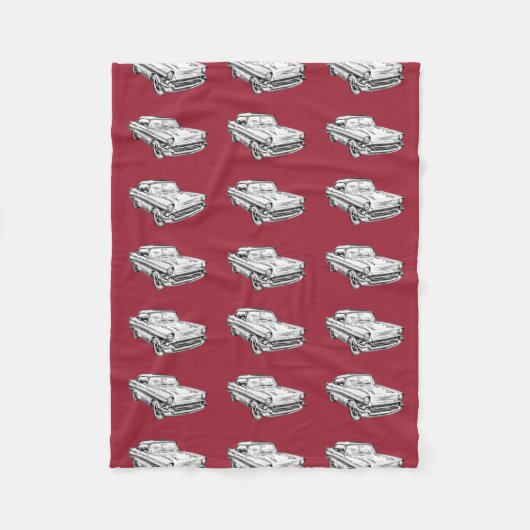 1957年のChevy Bel Airクラシックな車のイラストレーション フリースブランケット (正面)