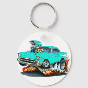 1957年のChevy Belairのターコイズ車 キーホルダー