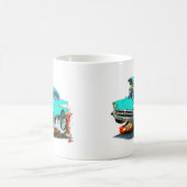 1957年のChevy Belairのターコイズ車 コーヒーマグカップ (中央)