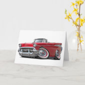1957年のChevy Belairの赤いコンバーチブル カード (黄色い花)